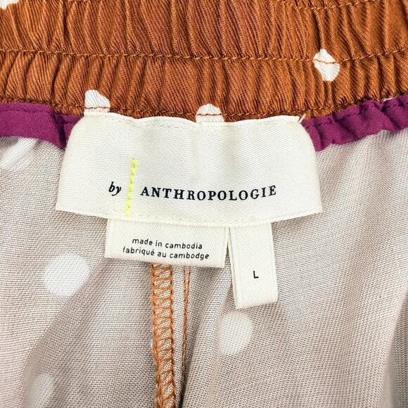 Anthropologie Isobel Polka Dot Pleated Culottes Large Wide Leg Pants Rust Orange - Picture 9 of 16